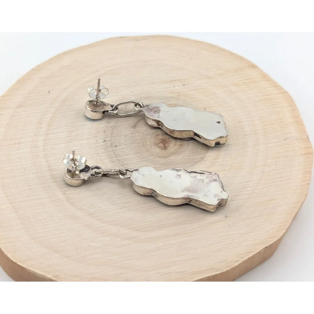 Handmade Native American Earrings Signed‎ Silver Zuni Corn Maiden Kachina **